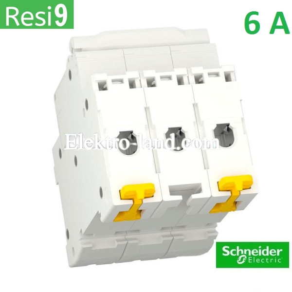 Автоматический выключатель 3Р 6А, C, 6кА, Schneider Electric RESI9 (R9F12306)
